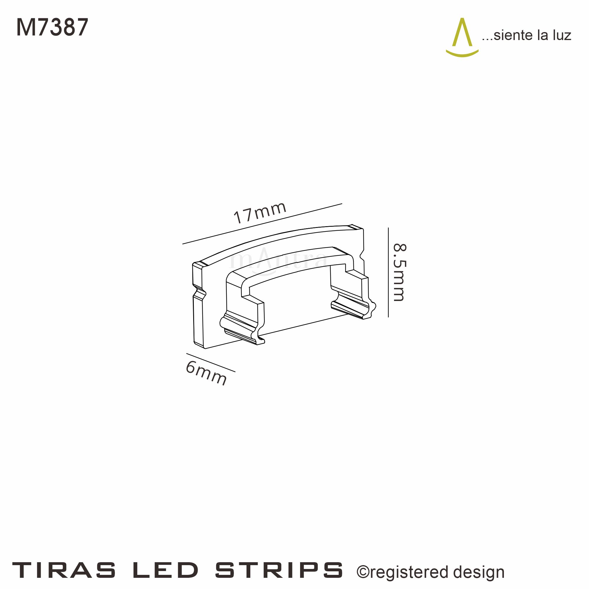 M7387  Tiras LED Strips  End Cap Without Hole (1pc); 17 x 8.5mm White